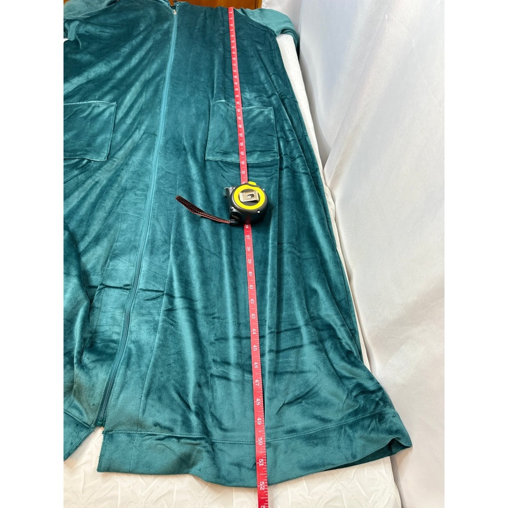 Eileen West Lux Velour Zip Front Green Robe LARGE/XL Leisure Classic Loungewear - Picture 6 of 8